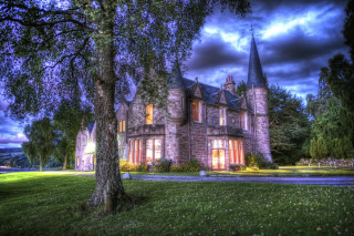 Large castle clock tower tree - a large castle free wallpaper