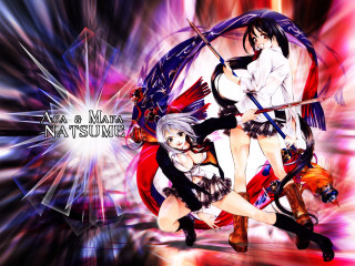 Anime fighting girls red blue - a background free wallpaper