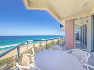 Balcony table chairs ocean beach - modernism free wallpaper