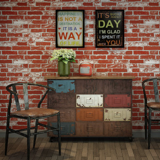 Brick wall chairs table vase - folk art free wallpaper for tablet