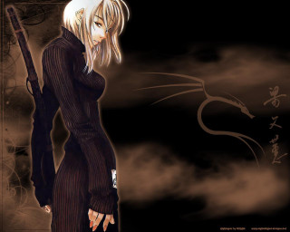 Woman black dress gun dragon - manga and anime 1 9 9 9 free wallpaper