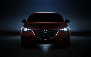 Red car dark headlights glowing - its headlight free wallpaper