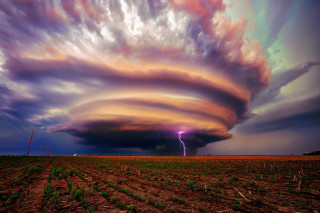 Cloud lightning field crops distant - a large cloud free wallpaper for desktop