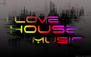Love house music black background - a colorful text free wallpaper