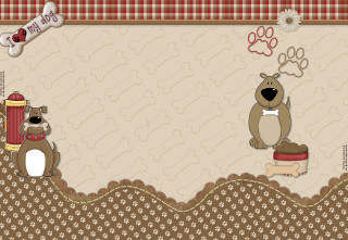 Dog bear table bone side - storybook illustration free wallpaper