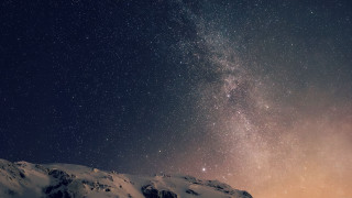 Mountain star filled sky snowy - a mountain range in the background free wallpaper