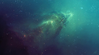 Large star cluster blue sky 3 - green center free wallpaper