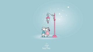 Couple kissing snowy day pink - a snowy day free wallpaper