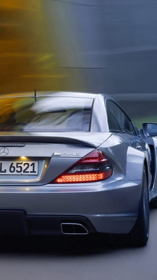 Silver mercedes sls driving yellow - the road free wallpaper for mobile