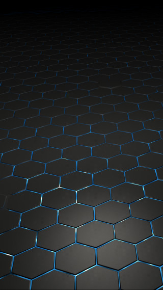 Black background blue hexagonal pattern 2 - hexagonal free wallpaper for mobile