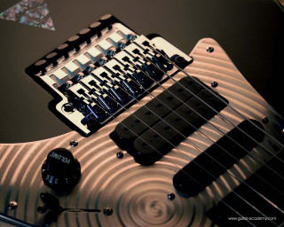 Guitar closeup black white picker - a close up of a guitar free wallpaper