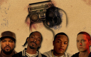 Men boombox radio group standing 2 - free aesthetic wallpaper for desktop