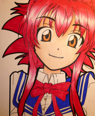 Girl red hair bow tie - her head free wallpaper for mobile