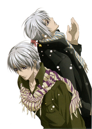 Anime characters snow standing together - his hand out free wallpaper