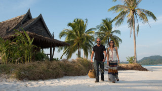 Beach palm trees hut man - a man and woman free wallpaper for desktop
