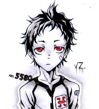 Boy red eyes tie cross - a drawing of a boy free wallpaper
