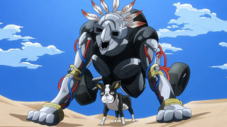 Large robot small dog desert - rob rey and kentaro miura style free wallpaper