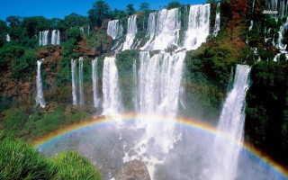 Rainbow waterfall river sky nature 2 - free rain wallpaper for desktop