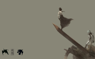 Woman man giant knife standing - bayard wu free wallpaper