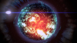 Bright blue red astronaut spacefireworks - object in the sky free wallpaper