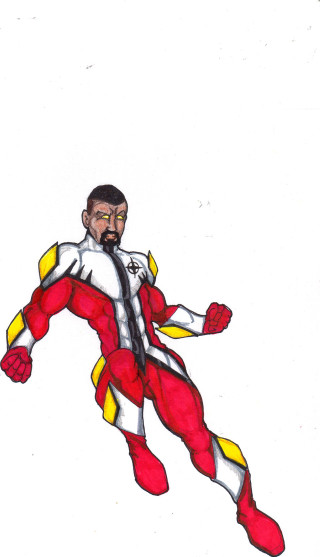 Flying man red yellow suit - suit free wallpaper for mobile