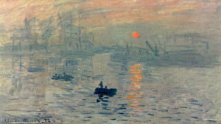 Boat water redsun person painting - claude monet free wallpaper