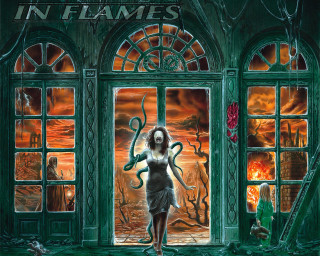 Woman octopus demon window standing - her hand and a demon in the background free wallpaper