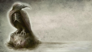 Bird rock clock skeleton sitting - a skeleton free wallpaper for desktop