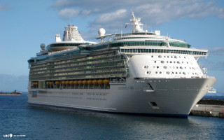 Cruise ship docked water dock 2 - art green free wallpaper