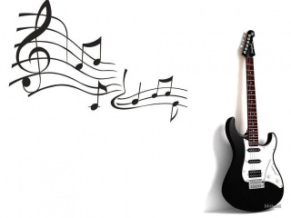 Guitar musical notes wall sticker 2 - grunge free wallpaper