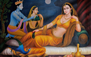 Woman sitting bed man pot - classical painting free wallpaper for desktop