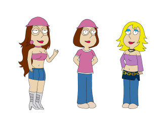 Cartoon three women outfits pink - figurativism free wallpaper