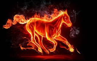 Horse running fire smoke flames - a horse free wallpaper for desktop