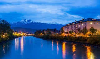 River city mountain night lights - the building free wallpaper for desktop