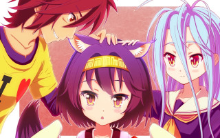 Three anime girls purple hair 5 - a yellow shirt free wallpaper