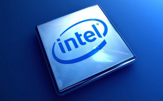 Intel logo blue background reflection - free technology wallpaper