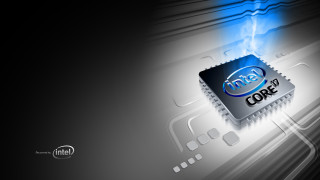 Cpu chip blue light core - isometric view free wallpaper