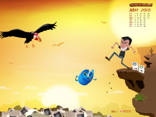 Cartoon character jumping cliff bird - another bird free wallpaper