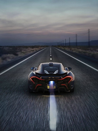 Black sports car night road - the front of its free wallpaper for mobile