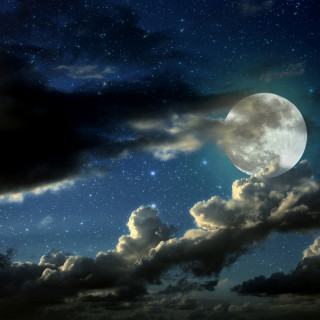 Full moon clouds stars night 4 - blue sky free wallpaper for tablet