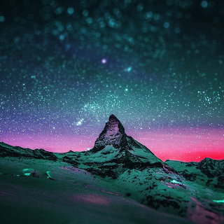 Mountain purple sky stars pink - free mountains wallpaper for tablet