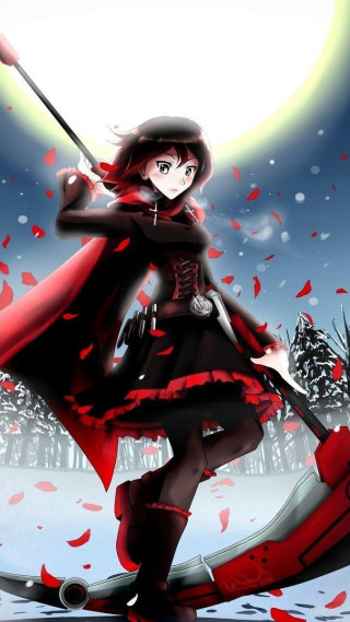 Woman red dress black hat 3 - a full moon in the background free wallpaper for mobile