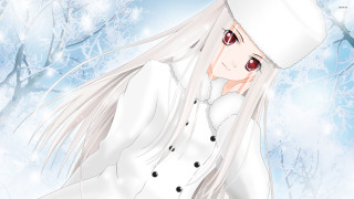 White haired woman snowy forest - a snowy forest free wallpaper