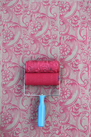 Pink white wall red roller - the wall behind free wallpaper for mobile