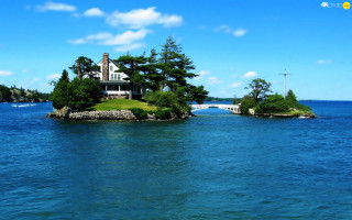 House island ocean bridge boat - an island in the middle of the ocean free wallpaper