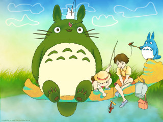 Cartoon person sitting rock totoro - a cartoon of a person free wallpaper