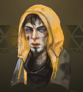 Man yellow hoodie black shirt - free cyberpunk wallpaper for tablet