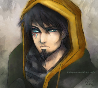 Man hoodie teary eye face - epic fantasy character art free wallpaper for tablet