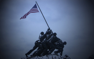 Soldiers raising flag mountain flagpole 2 - a group of soldiers free wallpaper