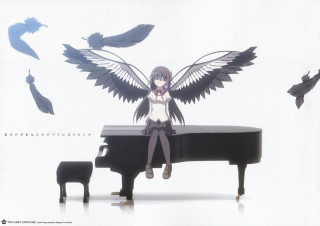 Girl piano wings dog feathers - a piano free wallpaper
